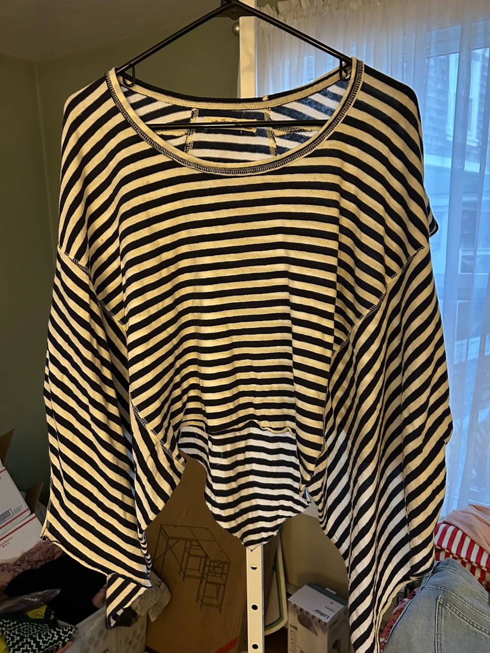 We The Free Navy  and White Striped Boatneck Pullover